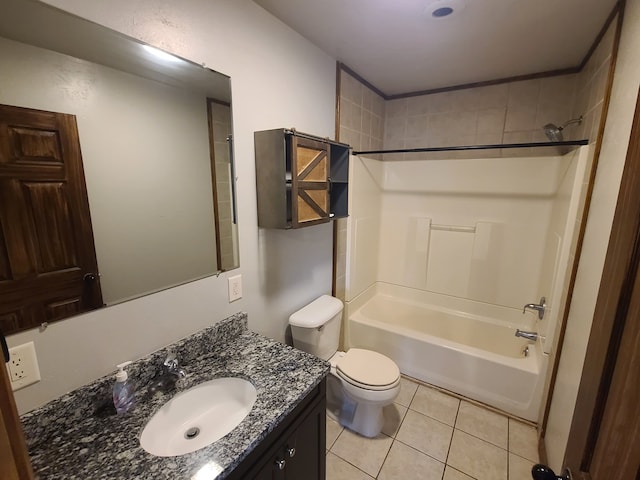 4161 Maple St, Brown City, MI 48416 - bathroom with tile patterned floors, vanity, toilet, and bathtub / shower combination