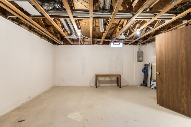 basement with electric panel