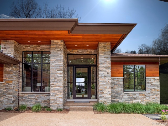 4274 Wendell Rd, West Bloomfield, MI 48323 - property entrance with stone siding