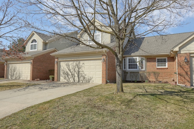 18735 Hilltop Blvd, Riverview, MI 48193 - view of front of house featuring brick siding, roof with shingles, a front lawn, and concrete driveway