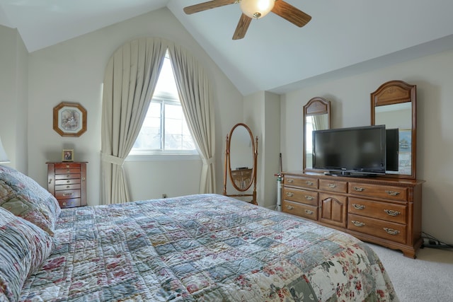 18735 Hilltop Blvd, Riverview, MI 48193 - bedroom with light colored carpet, ceiling fan, and lofted ceiling