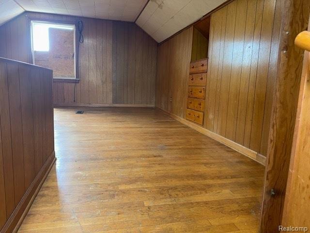 19533 Barlow St, Detroit, MI 48205 - bonus room with wood finished floors, vaulted ceiling, and wood walls
