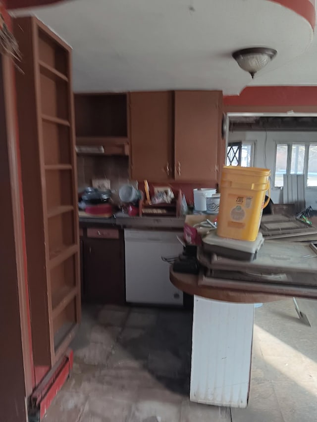 4950 Cottrell Rd, Vassar, MI 48768 - interior space featuring open shelves and dark countertops