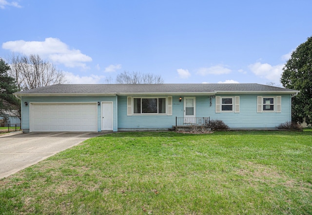 8100 Russell St, Shelby Twp, MI 48317 - ranch-style house featuring an attached garage, driveway, and a front yard