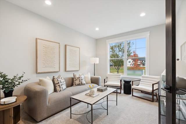 50272 Hedgewood Dr, Canton, MI 48187 - living room featuring recessed lighting and light colored carpet