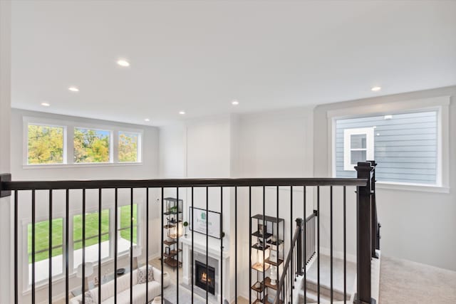 50272 Hedgewood Dr, Canton, MI 48187 - hall featuring an upstairs landing and recessed lighting