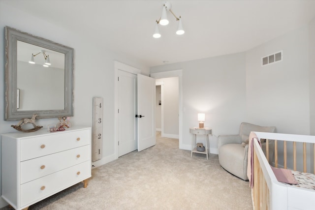 50272 Hedgewood Dr, Canton, MI 48187 - bedroom featuring light carpet, baseboards, visible vents, and rail lighting