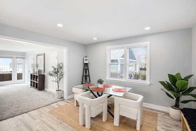 9861 Dixie, Ira, MI 48023 - dining room featuring recessed lighting, light wood-style floors, and baseboards