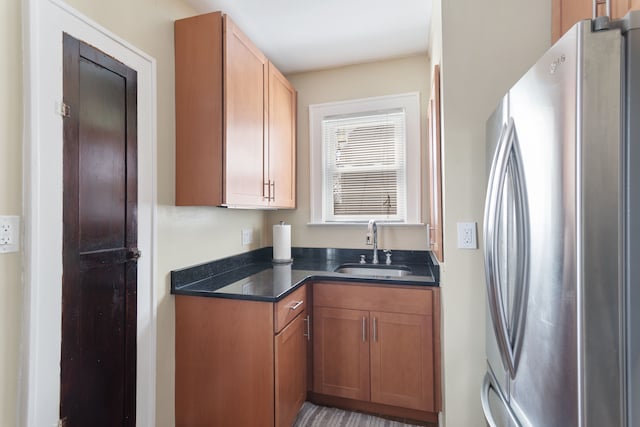 16890 Monica St, Detroit, MI 48221 - kitchen featuring a sink and freestanding refrigerator