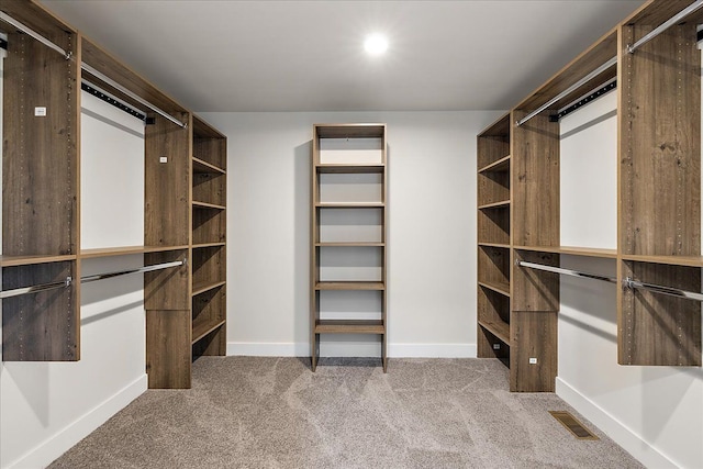 spacious closet featuring carpet flooring and visible vents