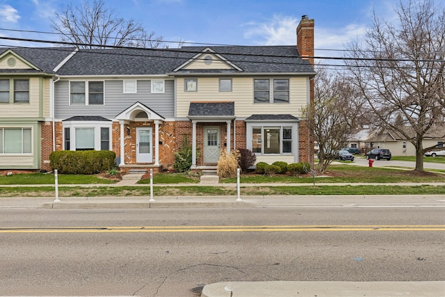 1053 Woodward Hts, Ferndale, MI 48220 - multi unit property featuring brick siding, a shingled roof, and a chimney