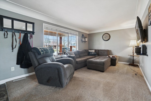 739 Gasper St, Chesaning, MI 48616 - carpeted living room featuring visible vents and baseboards