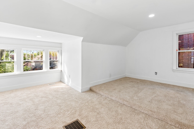 1651 Edison St, Detroit, MI 48206 - additional living space featuring lofted ceiling, carpet, baseboards, and recessed lighting