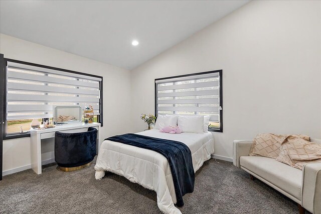 1194 Eagle Nest, Milford, MI 48381 - carpeted bedroom with vaulted ceiling, baseboards, and recessed lighting