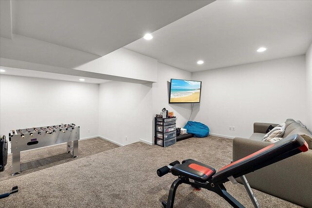 1194 Eagle Nest, Milford, MI 48381 - workout area featuring recessed lighting, carpet flooring, and baseboards