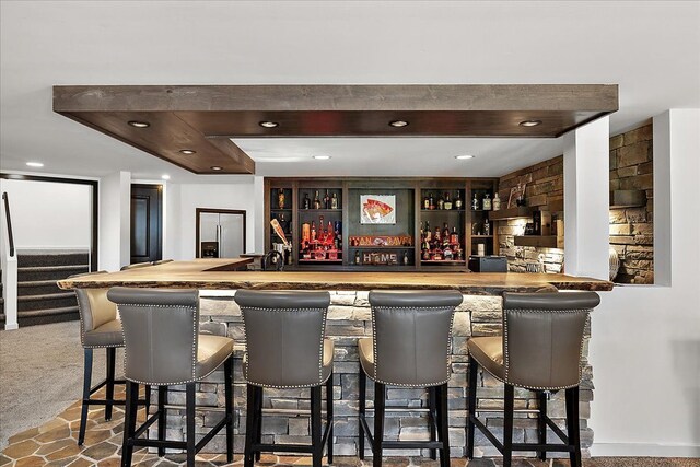 1194 Eagle Nest, Milford, MI 48381 - indoor wet bar featuring stairs and recessed lighting