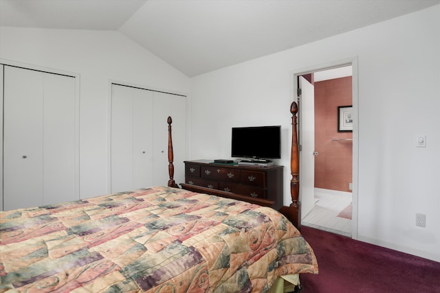 31052 Silverdale Dr, Novi, MI 48377 - carpeted bedroom featuring lofted ceiling and multiple closets