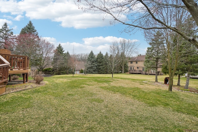 view of yard featuring a deck