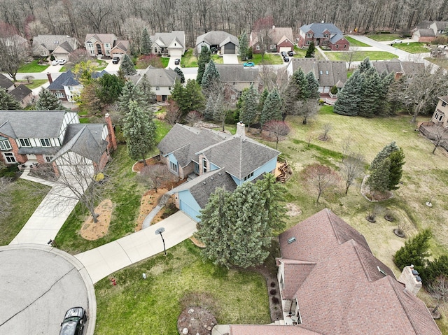 drone / aerial view with a residential view