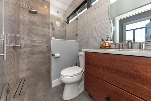 10485 Hadley Rd, Gregory, MI 48137 - bathroom with toilet, tile patterned floors, vanity, and walk in shower