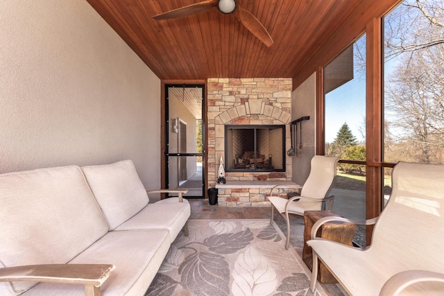 10485 Hadley Rd, Gregory, MI 48137 - view of patio / terrace featuring an outdoor living space with a fireplace