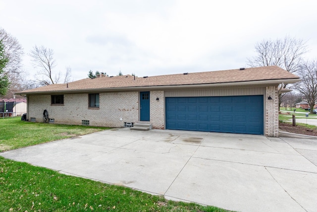46498 Houghton Dr, Shelby, MI 48315 - ranch-style home featuring entry steps, a front yard, brick siding, a garage, and concrete driveway