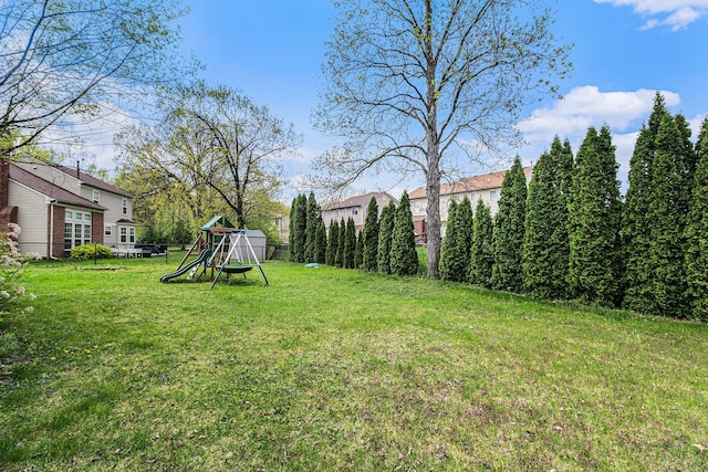 view of yard with a playground