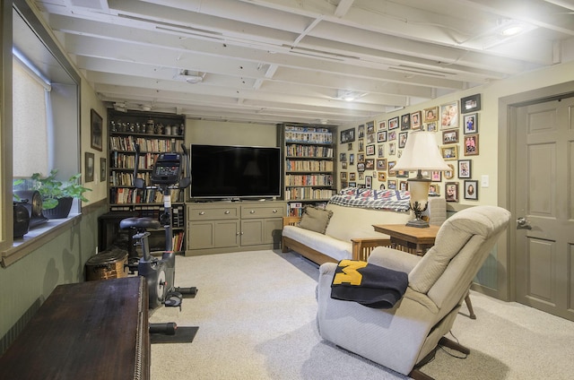 living room with carpet flooring