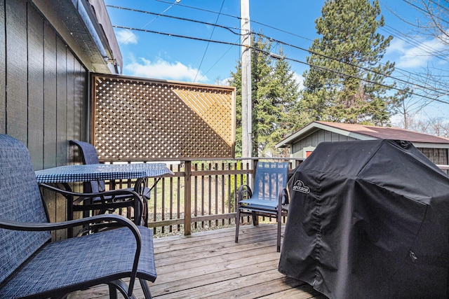 deck featuring area for grilling