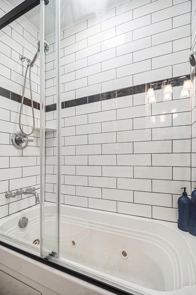 full bathroom with a combined bath / shower with jetted tub