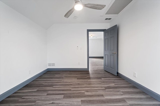 1459 Edison St, Detroit, MI 48206 - spare room featuring visible vents, baseboards, wood finished floors, and ceiling fan