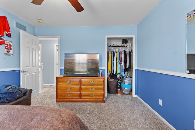 316 Lenox Ln, Brighton, MI 48114 - carpeted bedroom featuring a closet, ceiling fan, baseboards, and visible vents