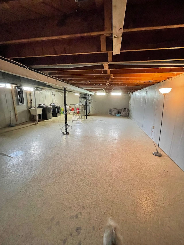 unfinished basement with a sink