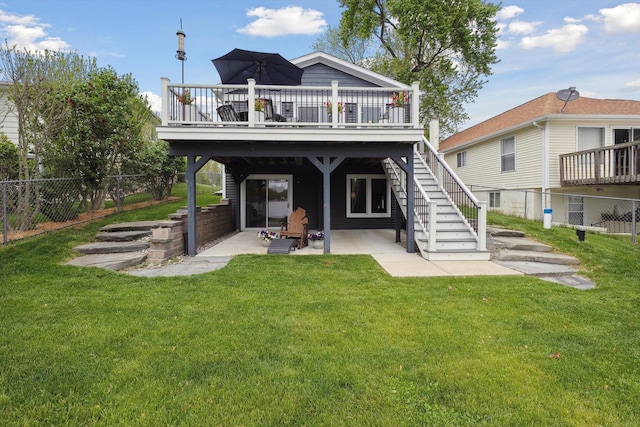 11449 Sunset Blvd, Pinckney, MI 48169 - rear view of house with a deck, a patio area, and stairway