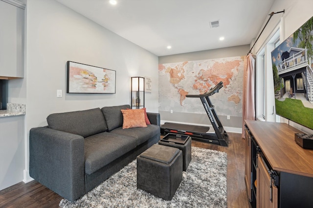 11449 Sunset Blvd, Pinckney, MI 48169 - living room featuring dark wood-type flooring and recessed lighting