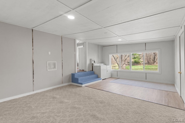 interior space with visible vents, independent washer and dryer, recessed lighting, and carpet flooring