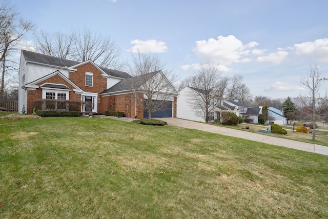 1826 Poppleton Dr, West Bloomfield, MI 48324 - traditional-style home with driveway, a front yard, brick siding, a garage, and a shingled roof