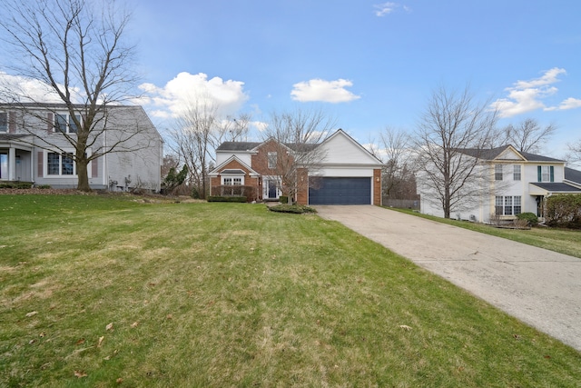 1826 Poppleton Dr, West Bloomfield, MI 48324 - traditional-style home featuring a front yard, brick siding, a garage, and concrete driveway
