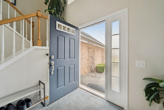 1826 Poppleton Dr, West Bloomfield, MI 48324 - foyer entrance featuring stairway and carpet