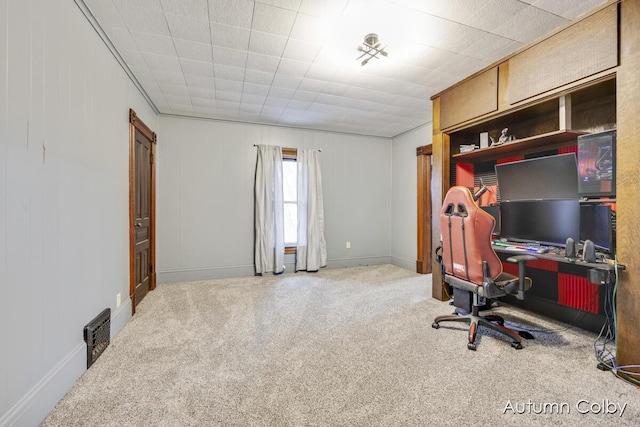 office featuring visible vents and carpet flooring