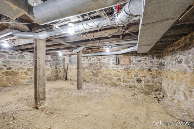 view of unfinished basement