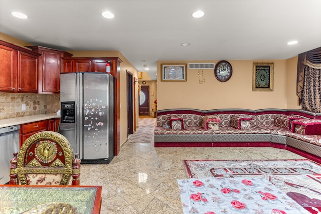6624 Mead St, Dearborn, MI 48126 - interior space with visible vents, appliances with stainless steel finishes, granite finish floor, and recessed lighting