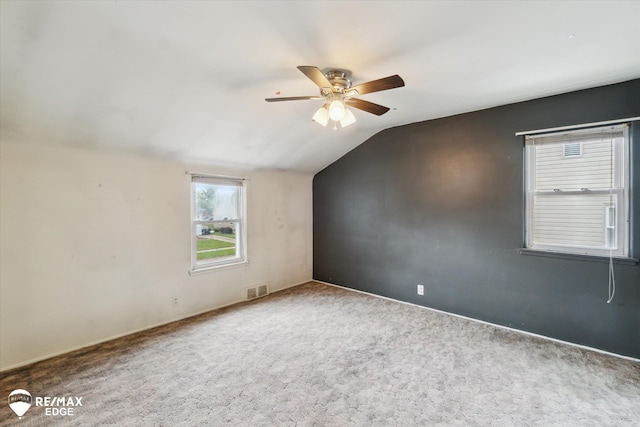 514 Chalmers St, Flint, MI 48503 - bonus room with ceiling fan, lofted ceiling, and carpet flooring