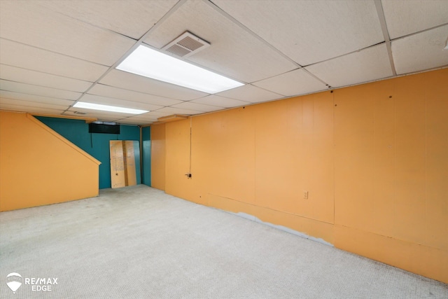 514 Chalmers St, Flint, MI 48503 - finished basement with carpet and a drop ceiling