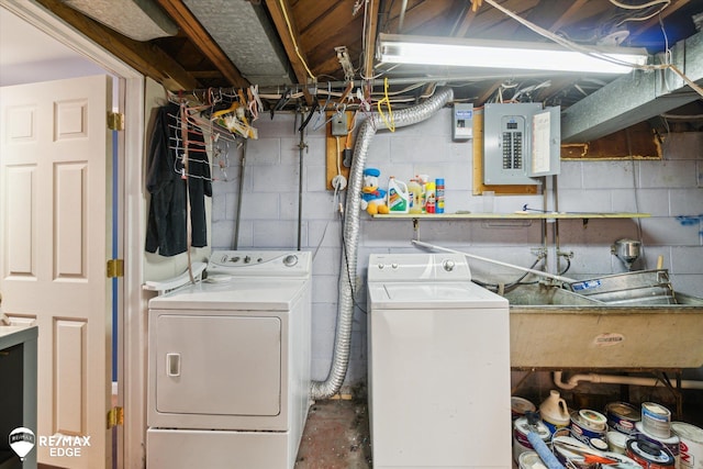 514 Chalmers St, Flint, MI 48503 - laundry area with washing machine and clothes dryer and electric panel