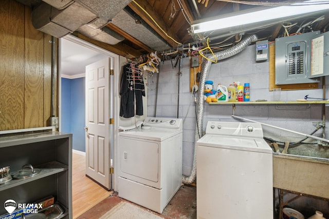 514 Chalmers St, Flint, MI 48503 - laundry room with washer and dryer and electric panel