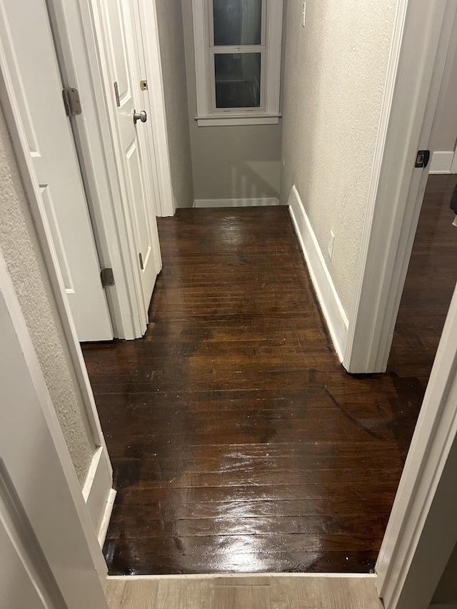 533 Lakewood St, Detroit, MI 48215 - hall featuring dark wood-type flooring, baseboards, and a textured wall