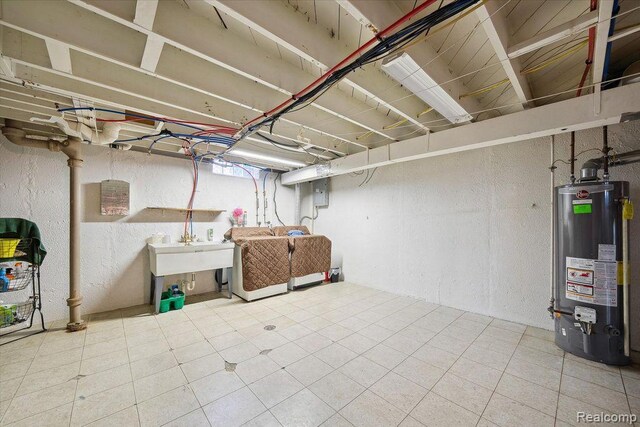 27908 Ryan Rd, Warren, MI 48092 - unfinished basement with water heater and a textured wall