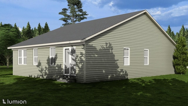 view of property exterior with a yard