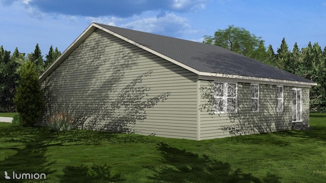 view of side of home featuring a yard